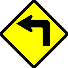 Indonesian Road Sign : Sharp Left Turn Warning Sign