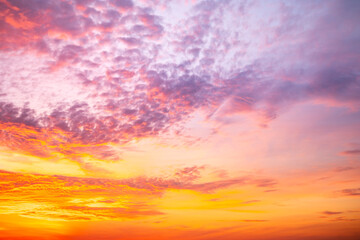 Beautiful , luxury soft gradient orange gold clouds and sunlight on the blue sky perfect for the background, take in evening,Twilight, Large size, high definition landscape photo