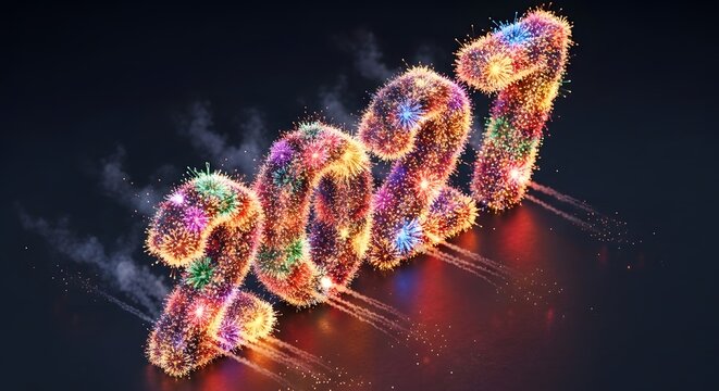 Bright colorful fireworks forming the year 2021 celebration concept NewYear Eve Party Celebration Bright Sparkles Festive Event Holiday Dark - Powered by Adobe