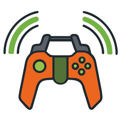 Wireless gaming controller with signal waves