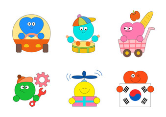 Fototapeta premium Collection of shapes and 2D characters