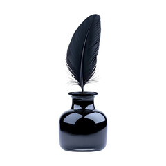 Elegant ink bottle with a quill feather