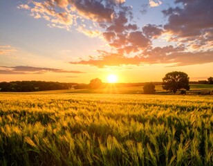 Golden sunset over a wheat field (1)