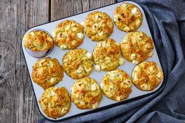 Greek Style Zucchini Feta Muffins, top view