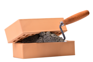 Trowel and bricks isolated
