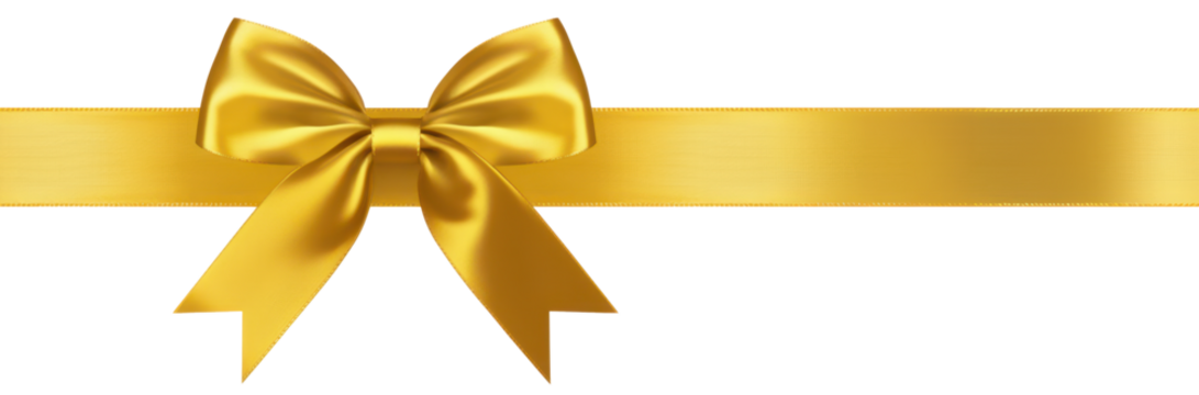gold ribbon bow for christmas present box decoration isolated on white or transparent png