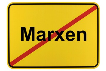 Naklejka premium Illustration eines Ortsschildes der Gemeinde Marxen in Niedersachsen 