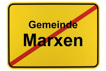 Illustration eines Ortsschildes der Gemeinde Marxen in Niedersachsen	