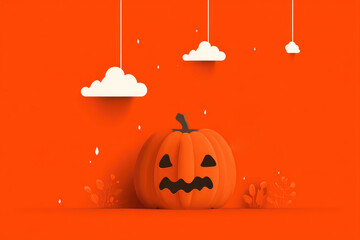 Happy halloween on orange background. Special offer symbol. Flat design. Design element. Celebration concept. Discount offer price sign
