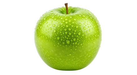 Isolated Green Apple with Water Droplets