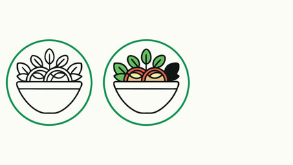 Two Bowls of Salad Illustration food icon healthy food