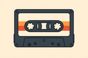 Obraz premium Vintage Cassette Tape Flat Vector Illustration