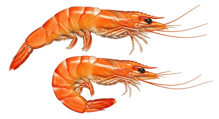 Isolated Two Fresh Shrimps Illustration