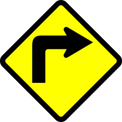 Indonesian Road Sign : Sharp Right Turn Warning Sign