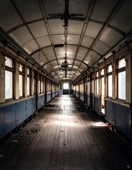 Abandoned Hospital Corridor, Sunlight Piercing the Decay.