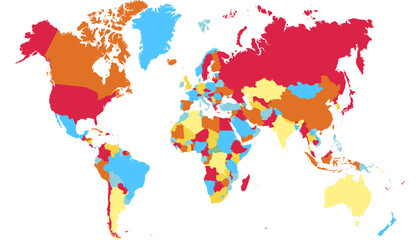 Fototapeta premium World map. Color modern vector map. Silhouette map