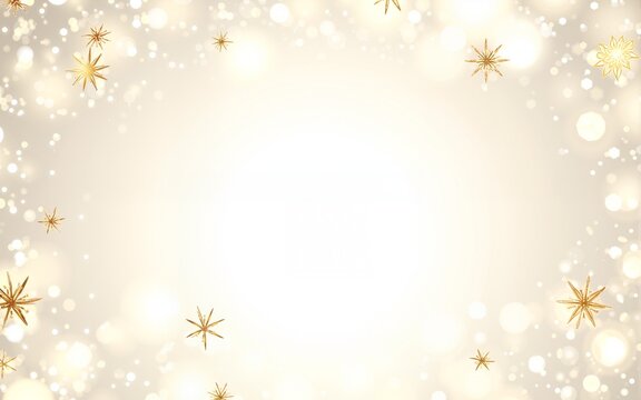 Gold snowflakes and stars on transparent background. New year illustration. PNG image. High quality