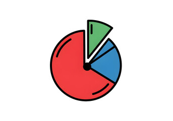 Colorful pie chart illustration representing data analysis, business growth, and market share