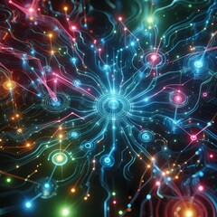 Fototapeta premium Futuristic Neon Organic Energy Network