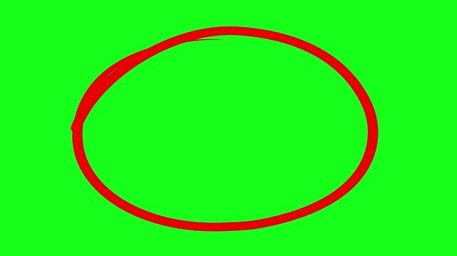 Hand drawn circle and underline stroke 4k, Round Circle Highlight isolated background, Circle marker with drawing effects on green background. Red Circle Highlighter Scribble, 