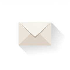 White Envelope Isolated on White Background, Shadow

