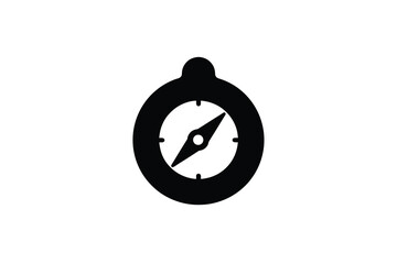 Black and white illustration of a simple compass with a round bezel silhouette