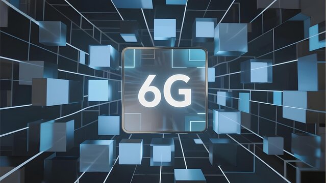 6G Technology Concept with Futuristic Grid Background