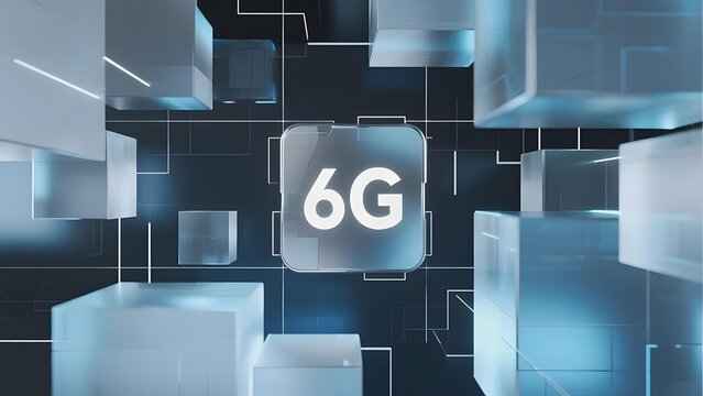 6G Technology Concept with Futuristic Cubes and Network Connections - Powered by Adobe