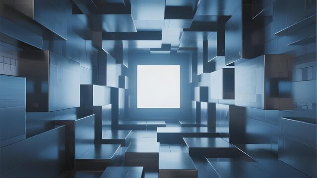 Abstract Geometric Tunnel with Bright Light at the End