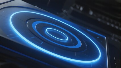Blue Illuminated Concentric Circles on a Panel