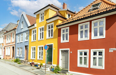 Fototapeta premium Colorful houses in the Nordnes neighborhood of Bergen, Norway