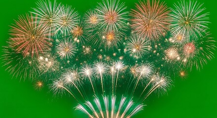 Fototapeta premium Fireworks in Green Background