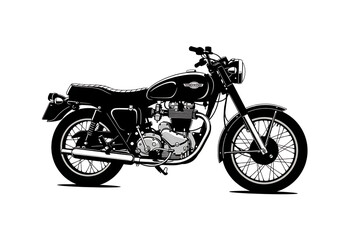 Fototapeta premium A classic black motorcycle, isolated on transparent background, showcasing its vintage design and powerful engine, perfect for transportation and adventure
