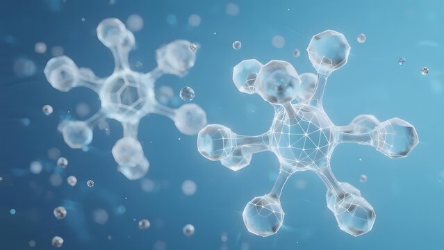 Molecular Structures Floating in Blue Medium
