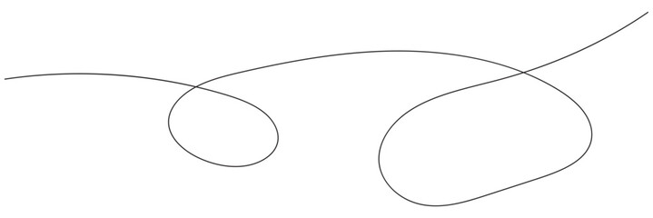 Minimalist abstract line drawing with loops. Simple abstract artwork featuring a continuous black line forming loops and curves on a plain white background for creative design use.

