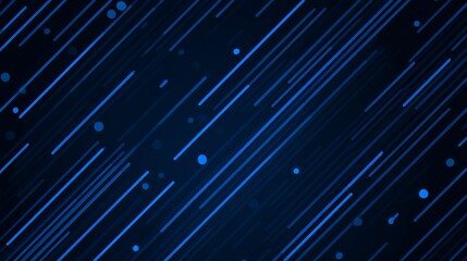 Design astratto con linee e puntini azzurri su sfondo nero