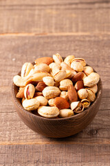 Healthy mix nuts. Almonds, hazelnuts, cashews, peanuts, pistachios, Brazil nuts