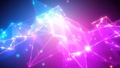 Abstract glowing network of lines and dots in vibrant blue and pink colors, representing data, technology, and connectivity. Ideal for modern digital backgrounds.