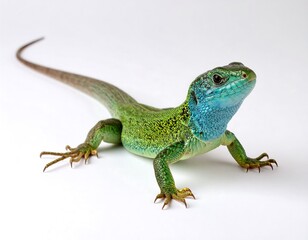 Naklejka premium Lizard, vibrant green and blue scales, studio shot