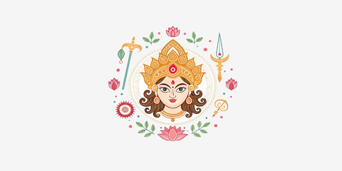 Print  Durga Ma Vector illustration. Durga puja special Vector Design