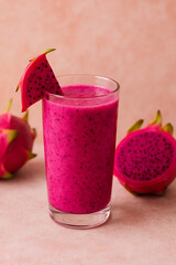 Dragon fruit smoothie in a glass