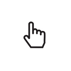 An outline icon of a pointing hand.