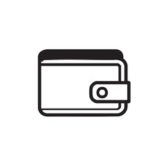 A simple line icon of a wallet with a snap closure.&nbsp;
