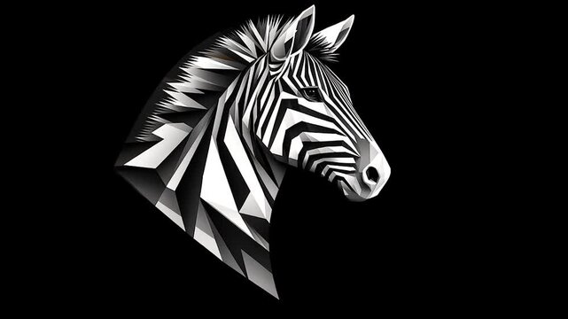 Zebra head profile, stylized in low-poly design