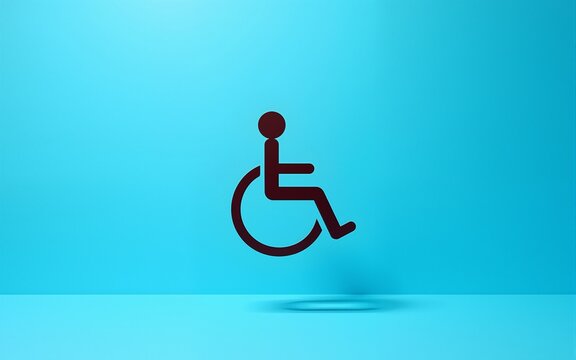 International day of persons with disabilities. Wheelchair on blue background. High quality - Powered by Adobe