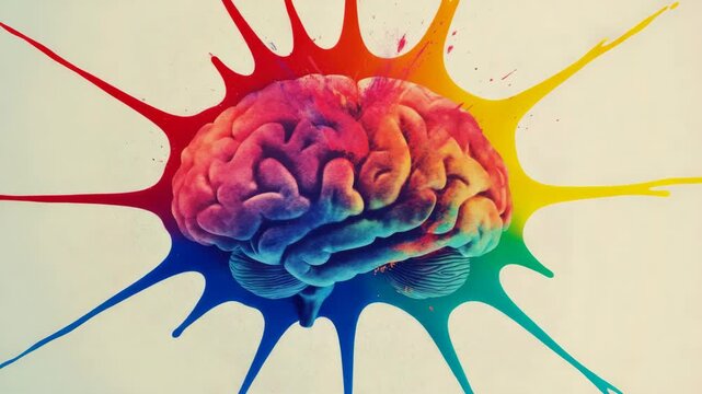 A vibrant and colorful brain with an explosion of ideas in the background, symbolizing creativity and imagination.