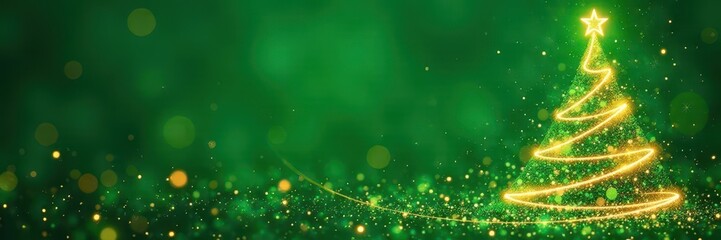 Abstract swirling green and gold design evoking a Christmas tree , retro, image