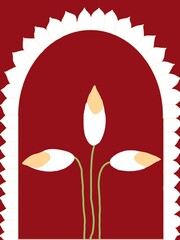 vector illustration of lotus in a red background