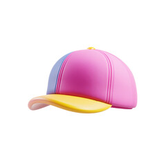 Fototapeta premium Colorful 3d baseball cap with yellow, pink, and blue design