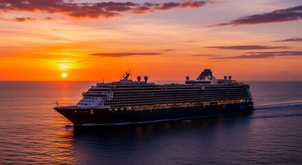 Fototapeta premium Cruise ship at sunset (1)